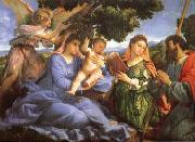 Lorenzo Lotto Madonna and child with Saints Catherine and James oil